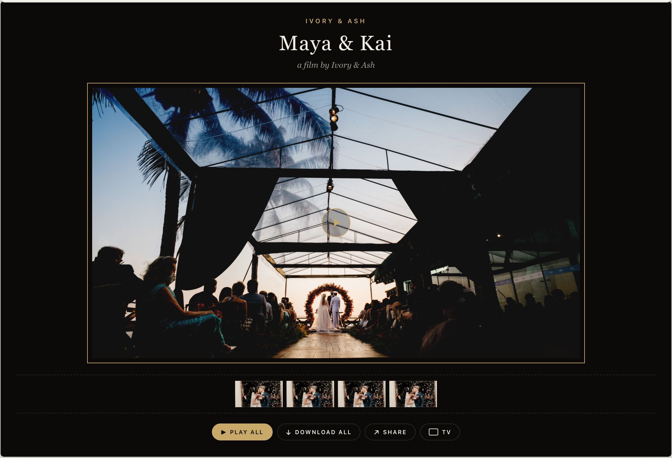 The Marquee layout: a struck frame around the player with a filmstrip below.