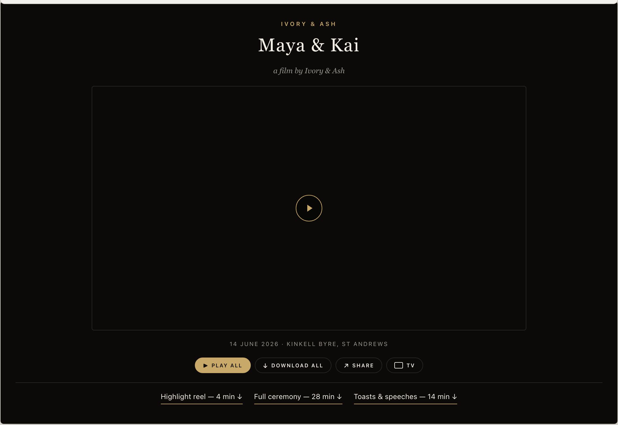 The Plain layout: no stills, just the ground, the film and the names.